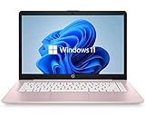 Newest HP 14' HD Laptop, Windows 11, Intel Celeron Dual-Core Processor Up to 2.60GHz, 4GB RAM, 64GB SSD, Webcam, Dale Pink(Renewed) (Dale Pink)