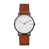 Skagen Men's Signatur Quartz Analog Stainless Steel and Leather Watch, Color: Brown / Silver (Model: SKW6374)
