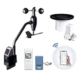 ECOWITT GW1102 Home Weather Station, GW1100 Wi-Fi Gateway with Wireless Solar Powered Anemometer, Self-Emptying Rain Gauge and Outdoor Thermometer&Hygrometer Sensor, APP Remote Monitoring and Alerts