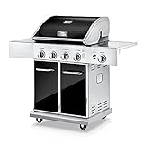 Trading 4 Main Burner with 1 side burner - Heavy-Duty 5-Burner Propane Gas Grill - Stainless Steel Grill, 52,000 BTU Grilling Capacity, Electronic Ignition System, Built-in Thermometer - NutriChef