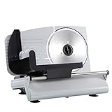 SUPER DEAL Premium Electric Deli Food Meat Slicer, 7.5-inch Stainless Steel Blade Home Kitchen Meat Food Vegetable Bread Cheese Cutter - Thickness Adjustable - Spacious Sliding Carriage, Silver