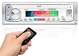 Pyle Marine Stereo Receiver Power Amplifier - AM/FM/MP3/USB/Aux/SD Card Reader Marine Stereo Receiver, Single Din, 30 Preset Memory Stations, LCD Display with Remote Control - PLMRB39W