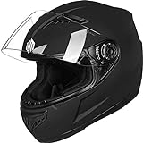 ILM Full Face Youth Kids Motorcycle Helmet ATV Dirt Bike Street Bike Helmet DOT Approved DP808 (Matte Black,Large)