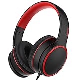RORSOU R10 On-Ear Headphones with Microphone, Lightweight Folding Stereo Bass Headphones with 1.5M No-Tangle Cord, Portable Wired Headphones for Smartphone Tablet Computer MP3 / 4 (Black)