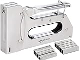 Amazon Basics Manual Staple Gun with 1000 Staples, for Upholstery and Carpentry, silver