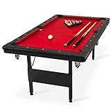 GoSports 6 ft or 7 ft Billiards Table - Portable Pool Table - Includes Full Set of Balls, 2 Cue Sticks, Chalk, and Felt Brush; Choose Your Size and Color
