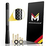 Mega Racer 5 inch 100% Real Carbon Fiber Black Antenna - for Truck, Car, SUV, 6061 Solid Aluminum, Anti-Theft Design, Car Wash Safe, Automotive Antenna Replacement, Universal Fit, Pack of 1