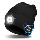 Etsfmoa Unisex Bluetooth Beanie Hat Light Wireless Headphones Gifts for Men Dad Black