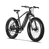 VELOWAVE Electric Bike Adults 750W BAFANG Motor 48V 15Ah Lithium-Ion Battery Removable 26'' Fat Tire Ebike 28MPH Snow Beach Mountain E-Bike Shimano 7-Speed UL Certified Black/Gray