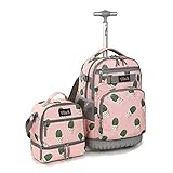 Tilami Rolling Backpack 19 inch with Lunch Bag Wheeled Laptop Backpack (Cactus)