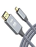 Oldboytech 4K Micro HDMI to HDMI Cable Adapter, Exclusive Aluminum Alloy Shell/Nylon Braid/Gold-Plated (Male to Male) 4K/8K/60HZ/3D Grey Compatible with Hero, Sport Camera 6FT