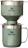 Stanley Perfect Brew Pour Over Set with Camp Mug- Reusable Filter - BPA-Free - Easy-clean Stainless Steel Coffee Maker - Hammertone Green