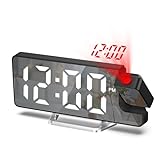 LOFICOPER Projection Alarm Clock for Bedroom, Digital Clock with 180° Rotatable Projector, 7.9'' Large Display LED Alarm Clock with Temperature, Snooze, Adjustable Brightness, for Home