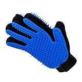 miaow Pet Grooming Glove,Five Fingers with 259 Silicone Needles,Effective in Removing Pet Floating Hair, Glove Size fits All,Double-Side Pet Grooming Design, can be Worn on Both Hands-1 Piece,Blue.