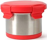 Arctic Zone Leak Proof Thermal Vacuum Insulated Food Jar Container with Safe & Easy 4 Lock Lid for Hot and Cold Food, 16oz Capacity - Red