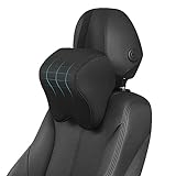 anzhixiu Car Neck Pillow for Driving- Memory Foam Car Pillow for Driving Seat for Cervical Support and Neck Pain Relief - T-Shaped Straps for Height Adjustment,Black