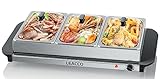 Leacco Buffet Server & Food Warmer, 3 x 2.5Qt Electric Chafing Dish Set, 25 x 14 Warming Tray Stainless Steel for Parties, Catering, Events