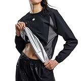 HOTSUIT Sauna Suit for Women Sweat Suits Sauna Jacket Pants Gym Workout Lightweight Anti Torn Full Body, Black, L