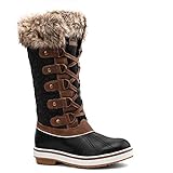 ALEADER Winter Boots for Women, Fashion Waterproof Snow Boots Fur Shoes Black/Brown 7 D(M) US