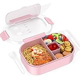 RGNEIN Bento Box Adult Lunch Box, 1300 ML 4-Compartment Bento Lunch Box for Kids, No BPA, Lunch Containers for Adults Come with Fork and Spoon, Leak Proof, Microwaveable, Dishwasherable (PK)