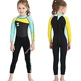 Kids Wetsuit Full Suits 2.5mm Neoprene Swimsuit UV Protection Keep Warm Long Sleeve Wetsuits for Swimming Diving Scuba L Size 18818GN-L