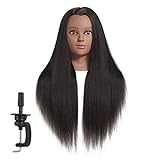 Hairginkgo Mannequin Head 26'-28' Super Long Synthetic Yaki Fiber Hair Manikin Head Styling Hairdresser Training Head Cosmetology Doll Head for Cutting Braiding Practice with Clamp (91806BY0220)