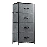 WLIVE Dresser with 4 Drawers, Storage Tower, Organizer Unit, Fabric Dresser for Bedroom, Hallway, Entryway, Closets, Sturdy Steel Frame, Wood Top, Easy Pull Handle, Grey
