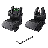 Bugleman Foldable Fiber Optics Iron Sights Flip-up Front and Rear Sights with Visible Red and Green Fiber Sights Polymer Black Back up Sight for Picatinny Weaver Rails