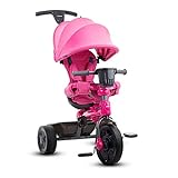 Joovy Tricycoo 4.1 Kid's Tricycle, Push Tricycle, Toddler Trike, 4 Stages, Pink