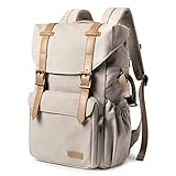 BAGSMART Camera Backpack, DSLR Camera Bag, Waterproof Camera Bag Backpack for Photographers, Fit up to 15' Laptop with Rain Cover and Tripod Holder, Ivory White