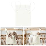 Baby Crib Cabin Bedside Storage Bag Bed Linen Hanging Pocket Baby Room Nursery Cot Caddy Bed Organizer for Clothing Diapers Drool Bibs Molar Toys (White)