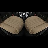 EDEALYN (2PCS PU Leather Car Seat Cover Bottom car seat Protector with Leg Support Pillow Fit Most Front Seat Width20.86 by deep 20.86 inches (Beige)