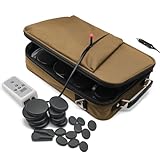 Goodtar Portable Massage Stone Warmer Set, 20 Pcs Basalt Hot Stones with Heater Kit, Electric Hot Stones Warmer Massager for Professional/Home Spa, Digital Controller Heating Travel Bag (Brown)