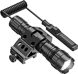 Feyachi FL11-MB Tactical Flashlight 1200 Lumen Matte Black LED Weapon Light with Picatinny Mount, Rechargeable Batteries and Pressure Switch Included