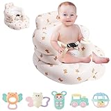 Upgraded Baby Seat, Baby Inflatable Seat, 3-Point Harness Baby Support Seat, Baby Floor Seat with Built in Air Pump, Summer Baby Chair for Home or Travel for Infants 3-36 Months (Bear-Sit)