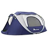 Moon Lence Camping Tents 4 Person Pop up Tents Set Up in 10 Seconds Instant Tent for Family Waterproof with Detachable Rainfly and Skylight Blue