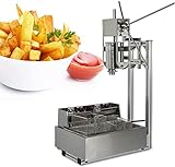 Commercial Churro Maker Machine Hand Crank Stainless Steel Professional Churro Maker Home 10L Vertical Type Manual Spanish Donuts Churros Fill Machine Apply for Restaurants, Cafeterias, Bakeries (3L w/ Deep Fryer)