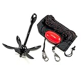 RUNADI Watercraft Anchors - 3.5lb Folding Anchor with 40ft of Rope for Fishing Kayaks, Canoes, Jet Skis, Stand Up Paddle Boards, SUP, Small Boats, and Other Personal Watercraft.