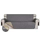 ISSUNTEX Super Anti-Slip Covers for 3 Cushion Couch Water Resistant Quilted Sofa Slipcover Furniture Protectors for Dogs, Pets, Kids ( Gray)