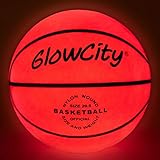 GlowCity Glow in The Dark Size 7 Basketball for Teen Boy - Glowing Red Basket Ball, Light Up LED Toy for Night Ball Games - Sports Stuff & Gadgets for Kids Age 8 Years Old and Up