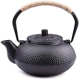 suyika Japanese Tetsubin Cast Iron Teapot Tea Kettle pot with Stainless Steel Infuser for Stovetop Safe Coated with Enameled Interior 22 oz/650 ml