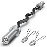 FEIERDUN Olympic EZ Curl Bar - 47' Weightlifting Curling Barbell (420LBS Capacity), Suitable for 2-Inch Weight Plates