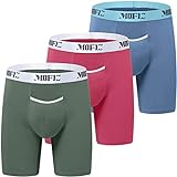 JINSHI Men's Boxer Briefs underwearBamboo Under Wear Comfortable Boxer Briefs Soft Undies Blue/Rose/Green Size 2XL