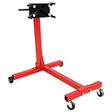 KUAFU Engine Stand 1,000 lbs Capacity 360 Degree Rotating Head Adjustable Motor Stand w/Caster Wheels Heavy Duty Powder Coated Steel Red