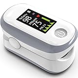 Fingertip Pulse Oximeter with Memory, TFT-OLED 4 Color Large Screen Blood Oxygen Saturation Monitor (SpO2), Oxygen Meter Finger with Heart Rate, Brightness & Sound Adjustable, Batteries & Lanyard