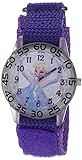Disney Frozen Kids' Plastic Time Teacher Analog Quartz Nylon Strap Watch, Clear/Purple