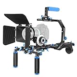 Neewer Shoulder Rig Kit for DSLR Cameras and Camcorders, Movie Video Film Making System with Matte Box, Follow Focus, C-Shaped Bracket, 15mm Rods, Handgrip, 1/4” & 3/8” Threads (Blue + Black)