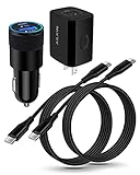 Fast C Type Charger for Samsung Galaxy A15 5G A14 S23 S22 S22+ S21 Ultra 5G S20 S10 Note 20 Tab S8 Google Pixel 8 7 Pro 7, 20W PD Wall Plug+30W Car Adapter+2 x 60W C to USB-C Cables-6Ft iPhone 15 Pro