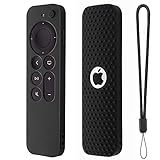 Compatible with Apple TV 4K Siri Remote 2021 Silicone Cover, Silicone Case for Apple TV 4K 6 Generation 2021 Remote Control, Apple 4K Siri Remote 2nd Gen Cover (Black)