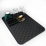 AMOAMI-Dish Drying Mats for Kitchen Counter-Silicone Dish Drying Mat-Kitchen Dish Drying Pad Heat Resistant Mat-Kitchen Gadgets Kitchen Accessories Kitchen Small Appliances (12' x 16, BLACK)